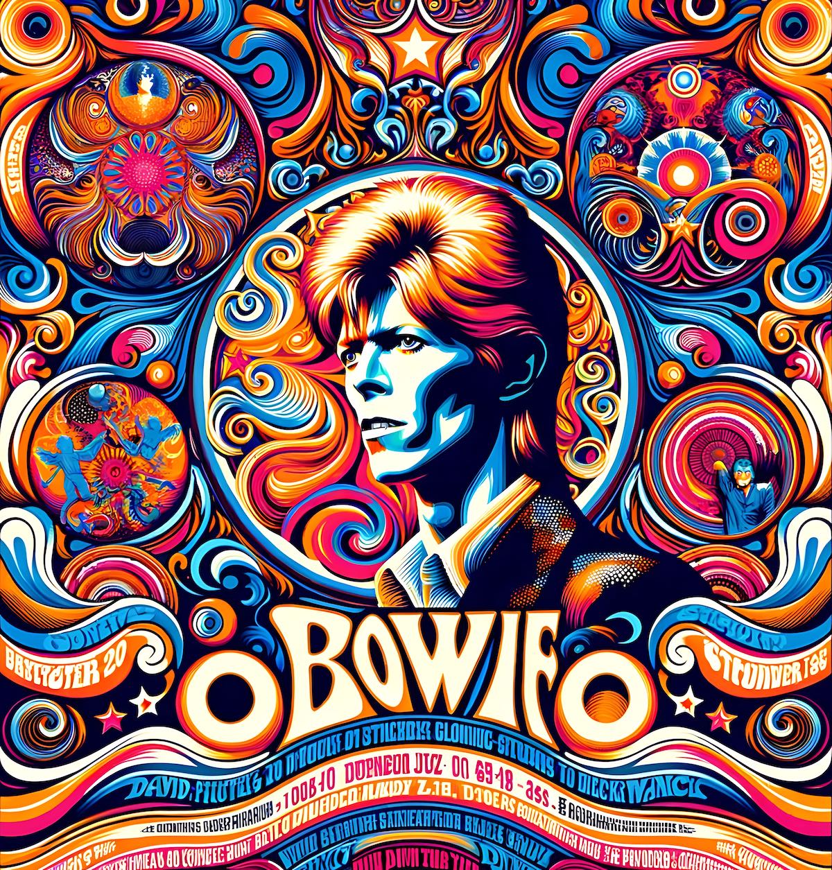 Bowie – Character – 60’s Psychedelic Style Poster Design Poster – smp200